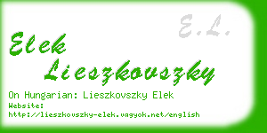 elek lieszkovszky business card